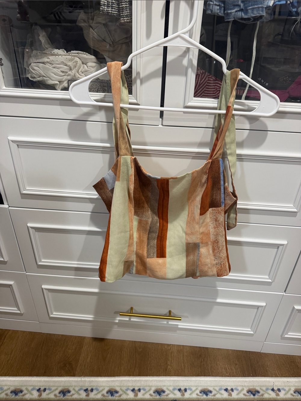 Striped Square-Neck Camisole in Rust and Cream